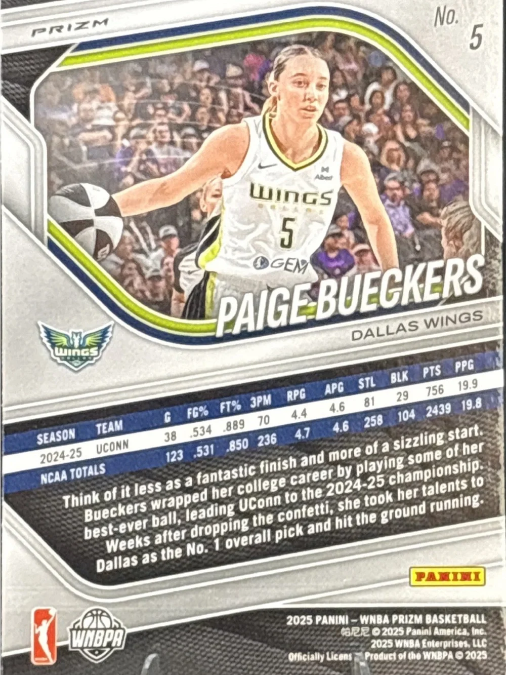 Panini Prizm Paige Bueckers Dallas Wings Rookie Basketball Card - Refractor